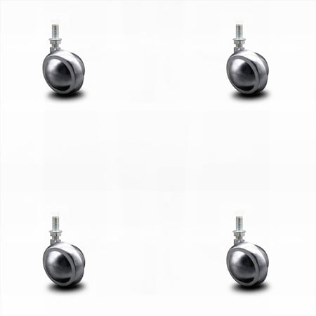 Service Caster 2 Inch Bright Chrome Metal Ball Caster - 3/8 Inch Threaded Stem - SCC, 4PK SCC-TS01S20-DCS-BC-381634-4